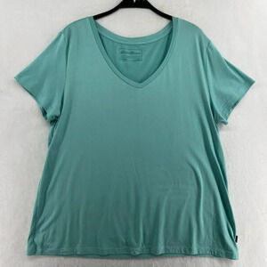 Eddie Bauer Sleep Shirt Women's Sz L Green Sleepwear V-Neck Stretch Regular Fit